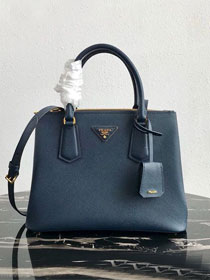 Prada original galleria saffiano leather medium tote bag 1BA232 dark blue