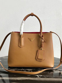 Prada original saffiano leather medium double bag 1BG2775 caramel