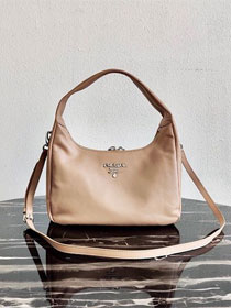 Prada original calfskin hobo bag 1BC132 nude