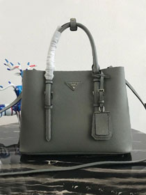 Prada original saffiano leather medium double bag BN2838 grey