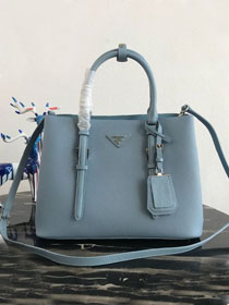 Prada original saffiano leather medium double bag BN2838 light blue