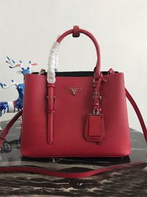 Prada original saffiano leather medium double bag BN2838 red