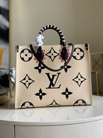 Louis vuitton original monogram giant calfskin onthego gm m45372 beige