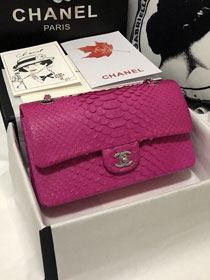 CC original python leather flap bag A01112 rose red