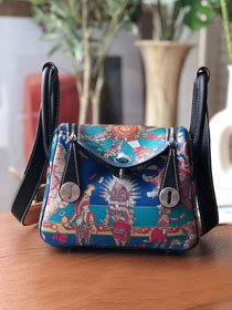 Hermes handmade original print calfskin lindy bag L00034-3 multicolor