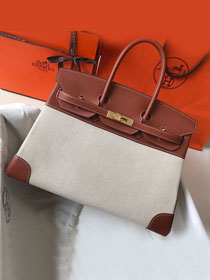 Hermes handmade original swift calfskin&canvas birkin bag BK00037