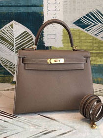 Hermes original epsom leather kelly 32 bag K32-1 etoupe grey