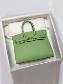 Hermes original epsom leather birkin 25 bag H25-3 vert criquet