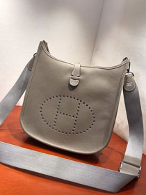 Hermes original togo leather evelyne pm shoulder bag E29 gris tourterle