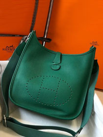 Hermes original togo leather evelyne pm shoulder bag E29 emerald green