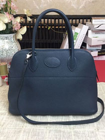 Hermes original togo leather medium bolide 31 bag B031 navy blue