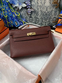 Hermes original epsom leather mini kelly 22 clutch K012 bordeaux