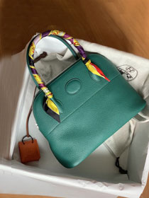 Hermes original togo leather small bolide 27 bag B027 emerald green