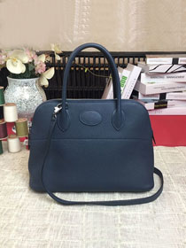 Hermes original togo leather small bolide 27 bag B027 navy blue