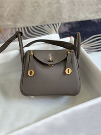 Hermes original togo leather mini lindy 19 bag H019 grey etain 