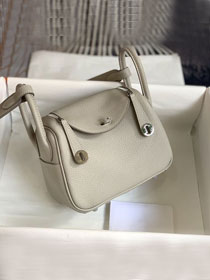 Hermes original togo leather mini lindy 19 bag H019 grey pearl