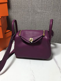 Hermes original togo leather mini lindy 19 bag H019 purple