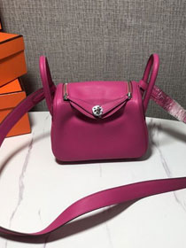 Hermes original togo leather mini lindy 19 bag H019 rose red