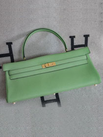 Hermes handmade original calfskin kelly 42 shoulder bag BK0057 vert criquet