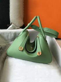 Hermes original top togo leather small lindy 26 bag H026 vert criquet