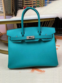 Hermes original epsom leather birkin 35 bag H35-3 blue paon