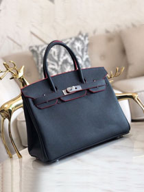 Hermes original epsom leather birkin 30 bag H30-3 black&red