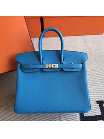 Hermes original epsom leather birkin 30 bag H30-3 blue zanzibar