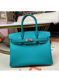 Hermes original epsom leather birkin 30 bag H30-3 blue paon