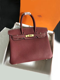 Hermes original togo leather birkin 30 bag H30-1 bordeaux