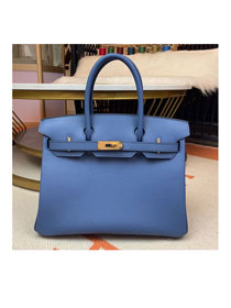 Hermes original epsom leather birkin 25 bag H25-3 blue brighton