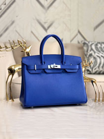 Hermes original epsom leather birkin 25 bag H25-3 blue zellige