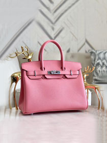 Hermes original epsom leather birkin 25 bag H25-3 cherry pink