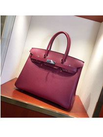 Hermes original epsom leather birkin 25 bag H25-3 rouge grenat