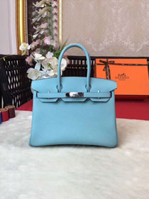 Hermes original togo leather birkin 25 bag H25-1 blue atoll