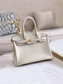 Hermes original togo leather birkin 25 bag H25-1 cream white