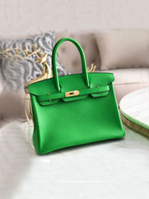 Hermes original togo leather birkin 25 bag H25-1 grass green