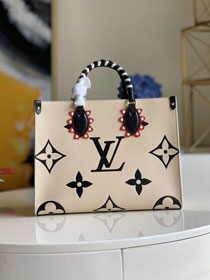 Louis vuitton original monogram giant calfskin onthego mm M45374 white