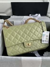 CC original aged calfskin large 2.55 flap handbag A37587 light green