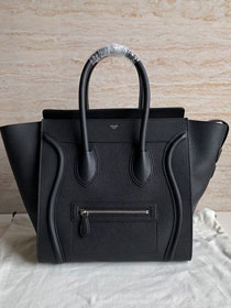 Celine original grained calfskin mini luggage handbag 189213 black