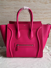 Celine original grained calfskin mini luggage handbag 189213 rose red