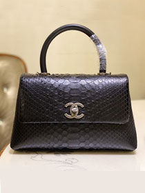 CC original python leather small coco handle bag A92990 black