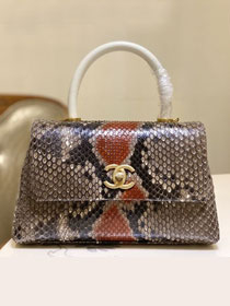 CC original python leather small coco handle bag A92990 grey