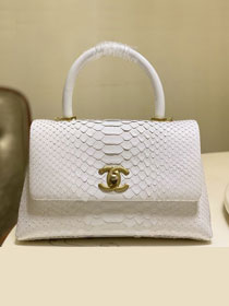 CC original python leather small coco handle bag A92990 white