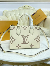 Louis vuitton original embossed calfskin onthego pm M45658 white