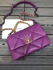 2021 CC original lambskin small 19 flap bag AS1160 purple