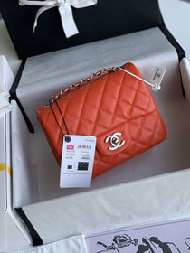 CC original grained calfskin super mini flap bag A35200 coral