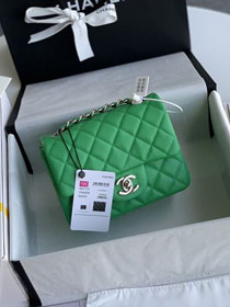 CC original grained calfskin super mini flap bag A35200 green