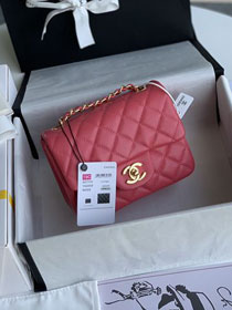 CC original grained calfskin super mini flap bag A35200 pink