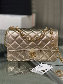 CC original lambskin mini flap bag A69900 champagne gold