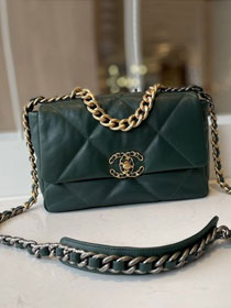 2021 CC original lambskin small 19 flap bag AS1160 dark green